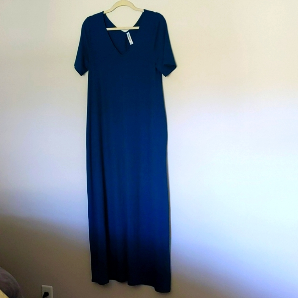 Teal V-neck shift dress, size M